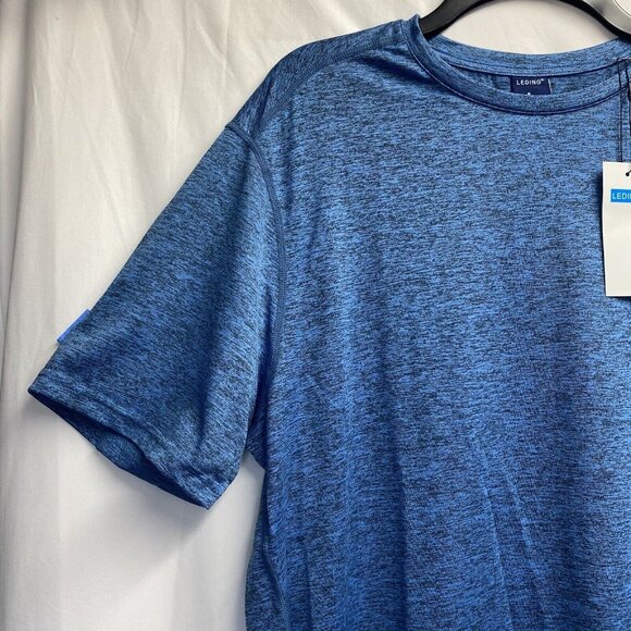 LEDING Workout Running Crew Neck T-Shirt Men Large Blue Dry-Fit Short Sleeve New - Picture 15 of 16